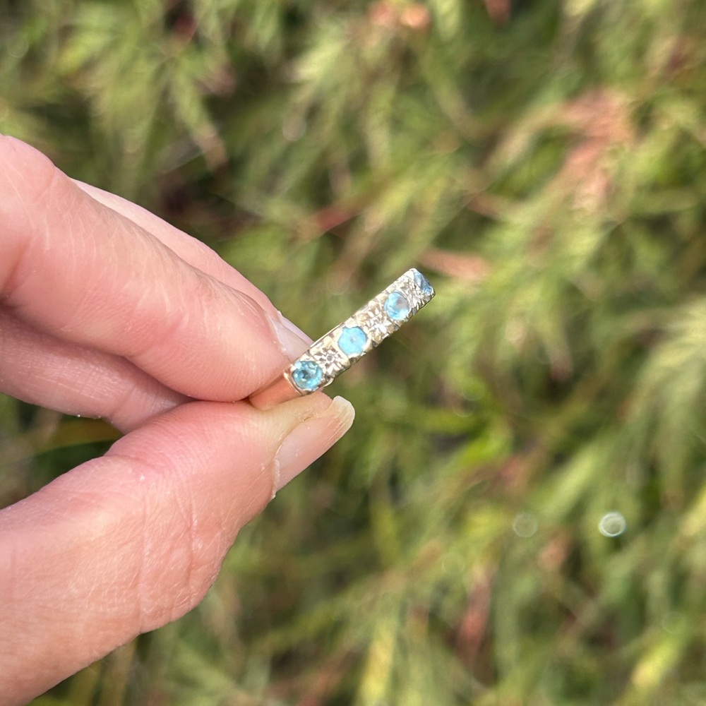 9k gold ring with diamonds and blue topaz - Picture 7 of 7